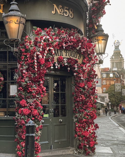 Mr Fogg's in London decorated for Christmas