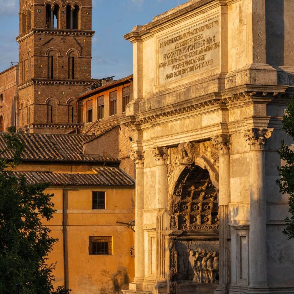 The Arch of Titus in the Roman Forum in Rome Italy