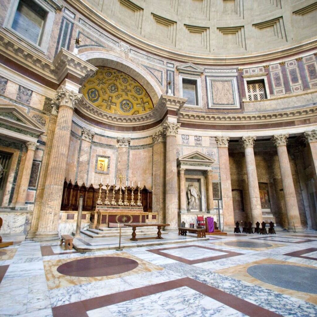 The interior of the Pantheon in Rome Italy