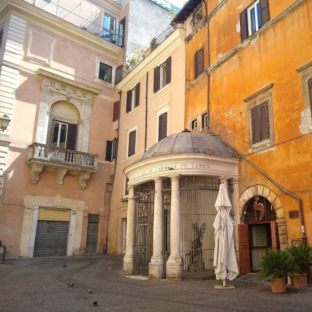 An entryway to an old building in Trastevere, Rome Italy
