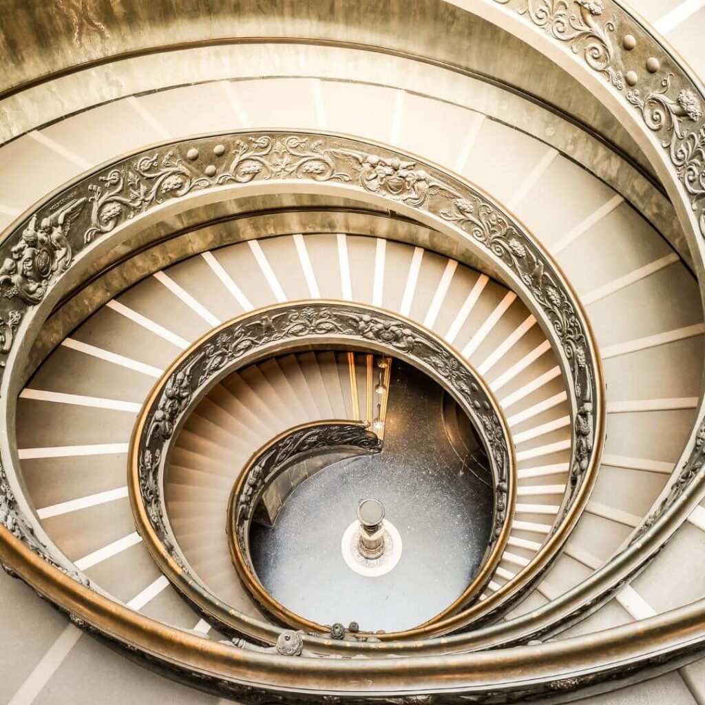 The circular stairs of the Vatican Museum, Vatican City, Rome Italy