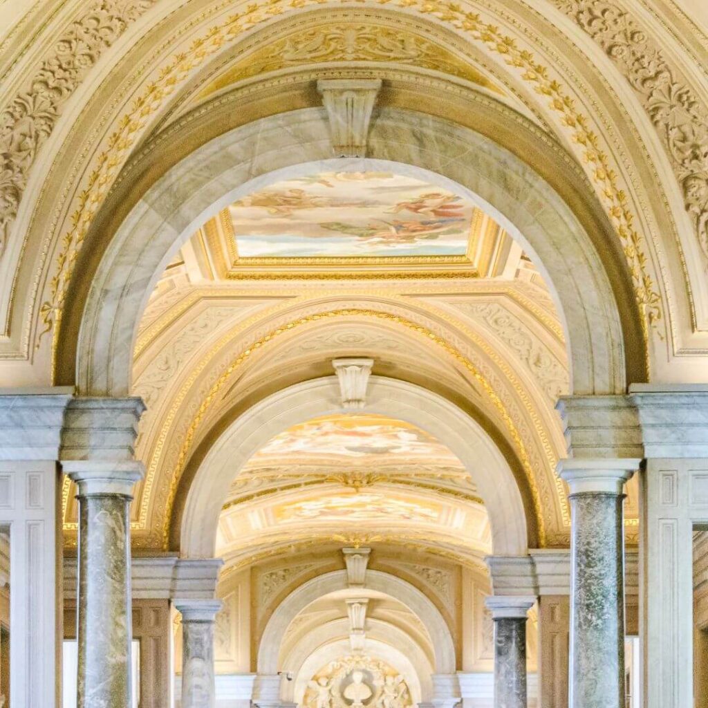 The interior of the Vatican Museums in Vatican City, Rome Italy