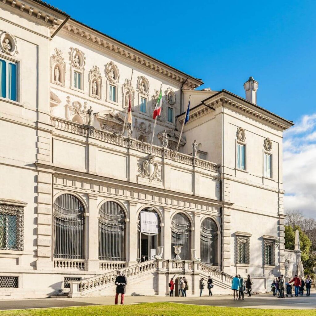 The exterior of the Villa Borghese in Rome Italy