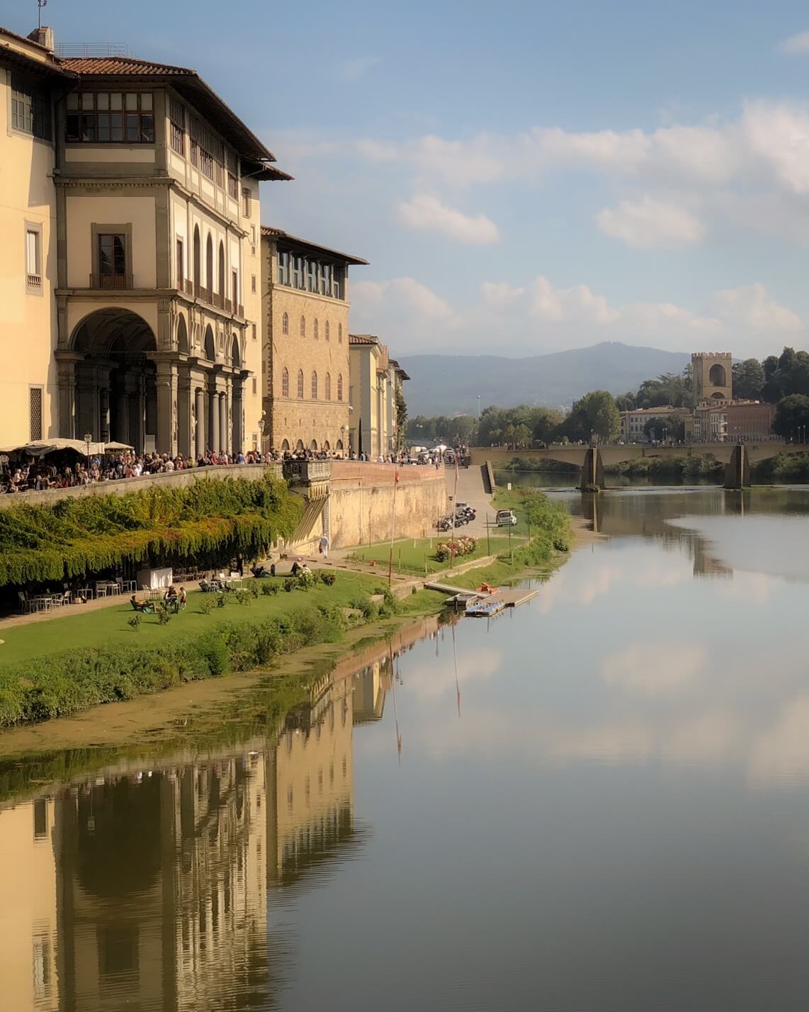 Reflections along the Arno River in Florence Italy