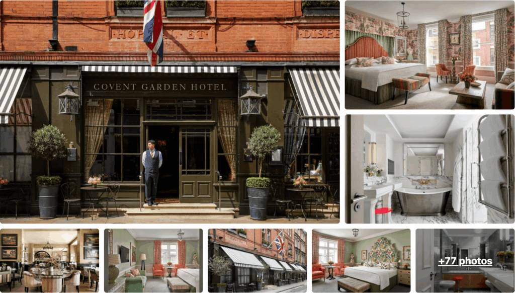 Photos of the Covent Garden Hotel, one of the best luxury hotels in London