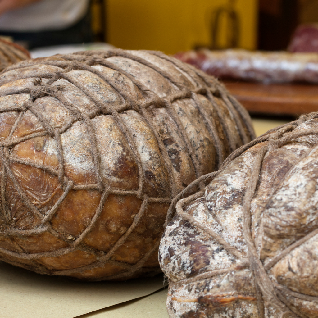 Culatello di Zibello, an aged ham unique to the Emilia Romagna region of Italy