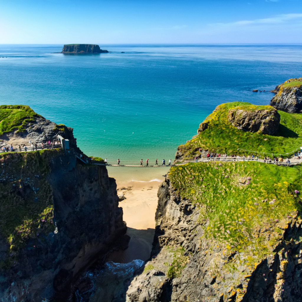 Carrick-a-Rede rope bridge in Northern Ireland, one of the places you can explore with our Northern Ireland travel tips