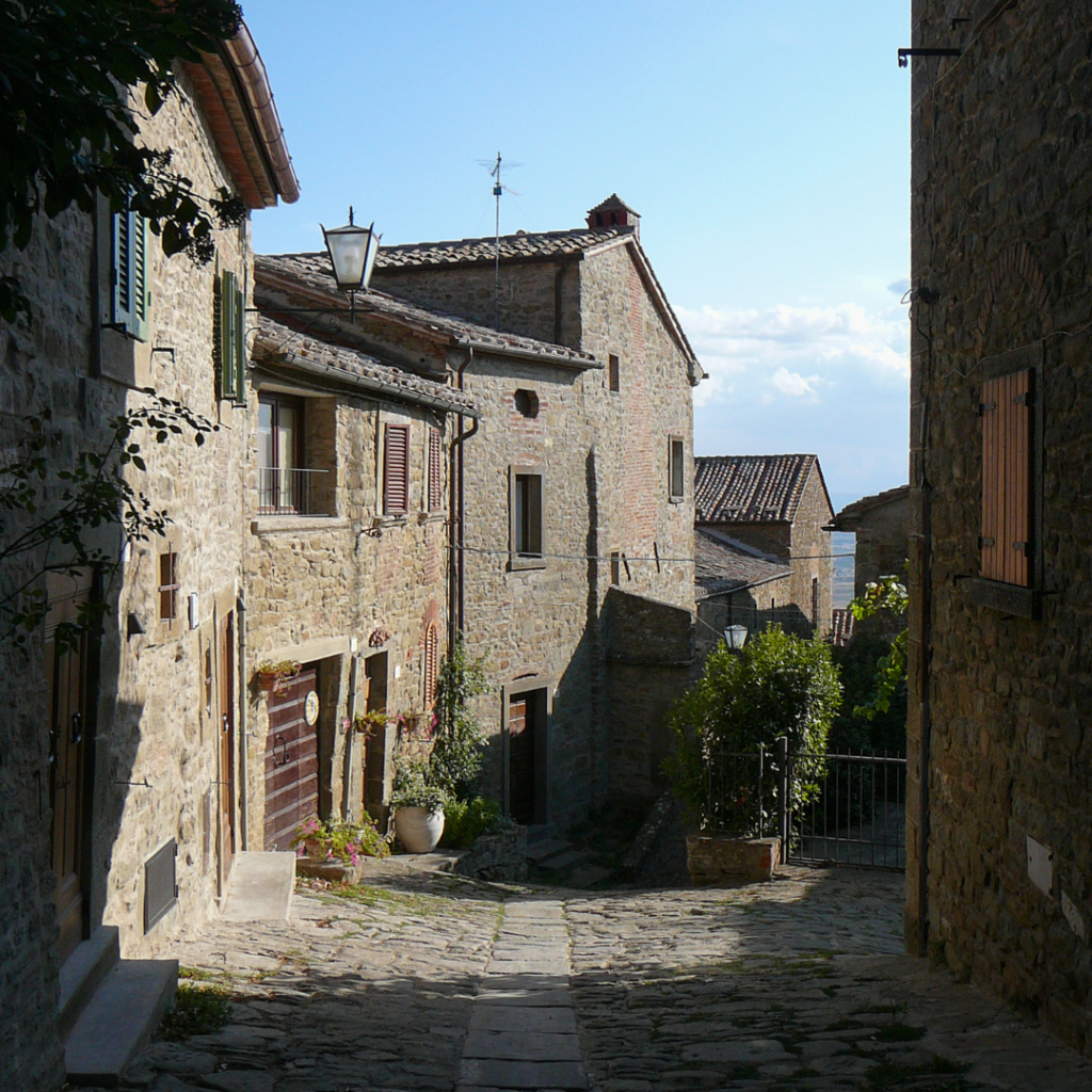 A small street in Cortona, one of the best small villages in Tuscany, Italy