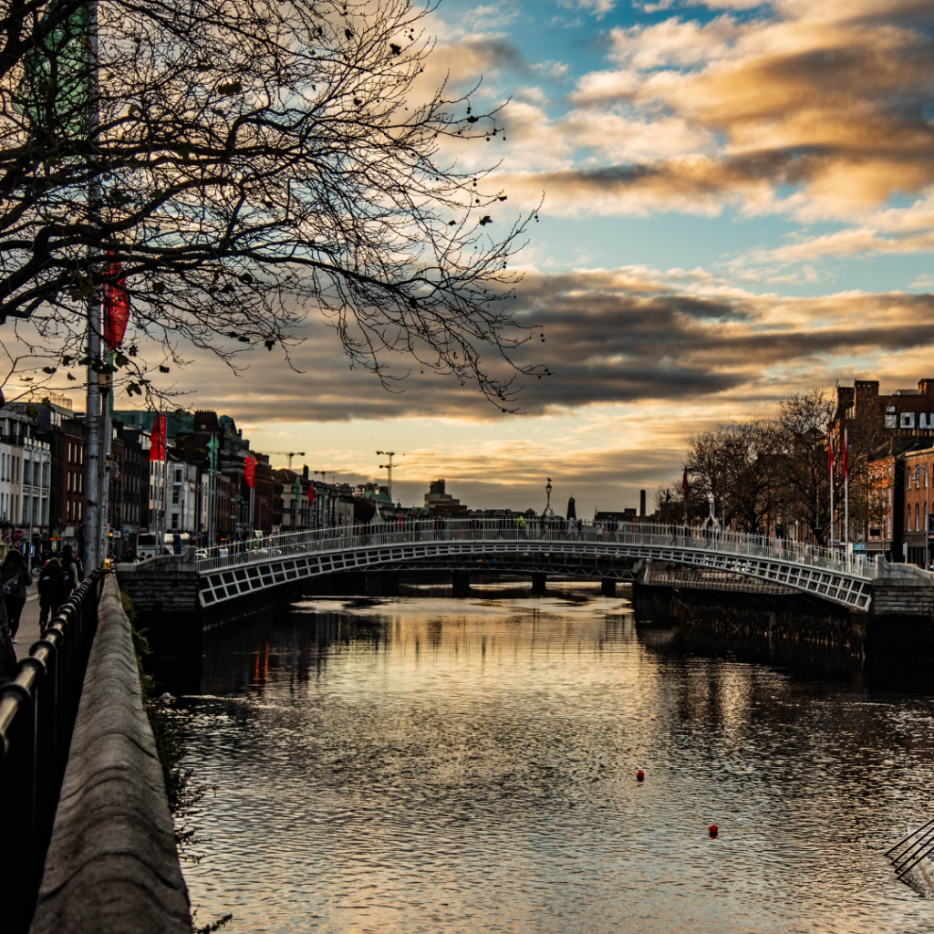 Sunrise over the River Liffey in Dublin, Ireland