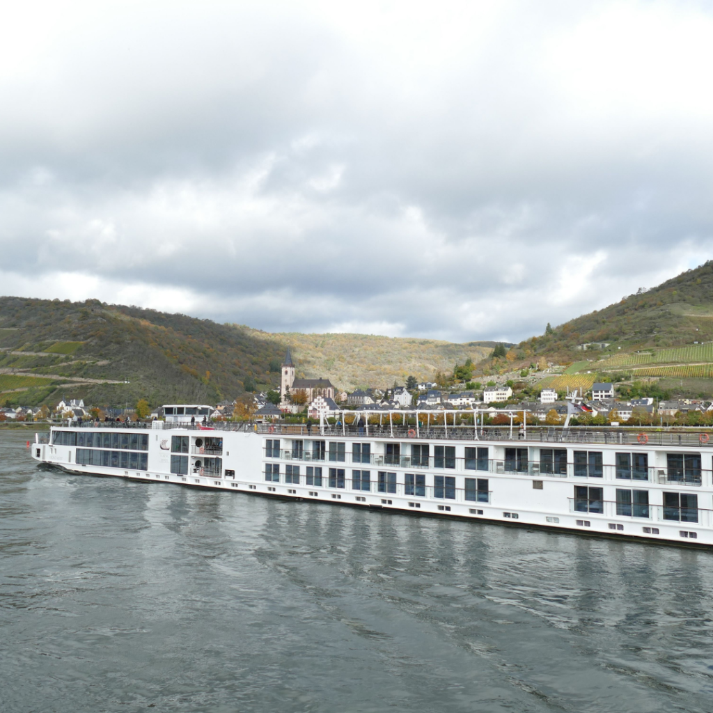 A river cruise ship sailing in Germany