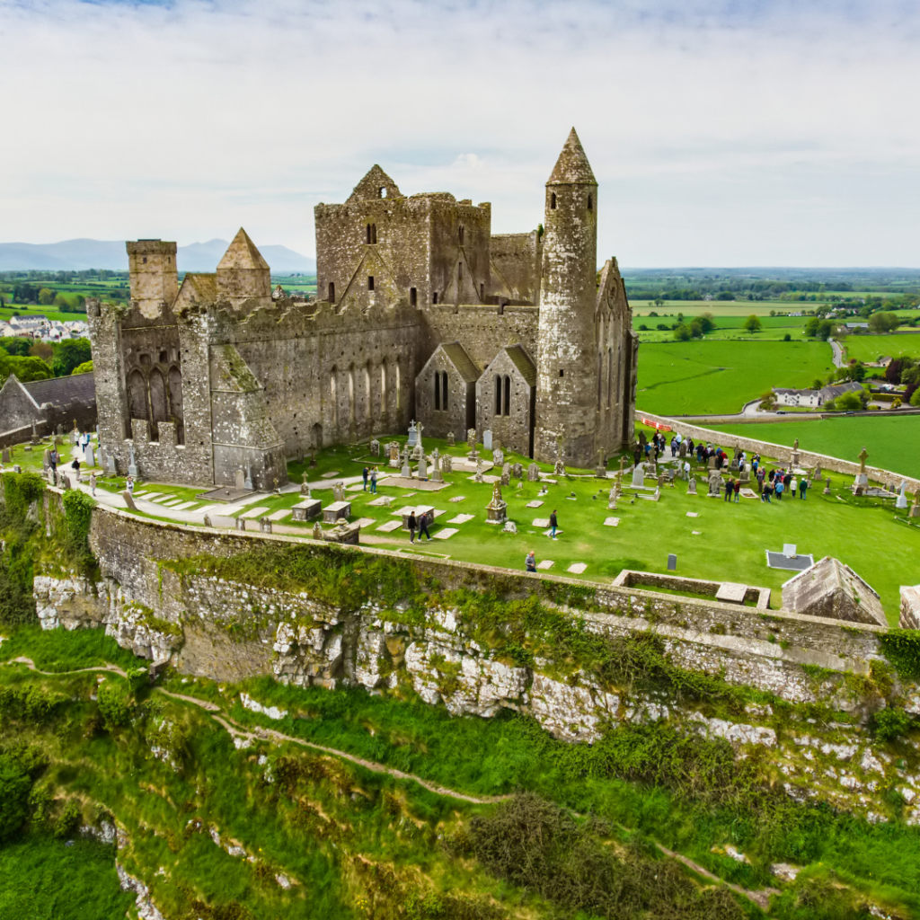 Aerial view of the Rock of Cashel in County Tipperary, Ireland