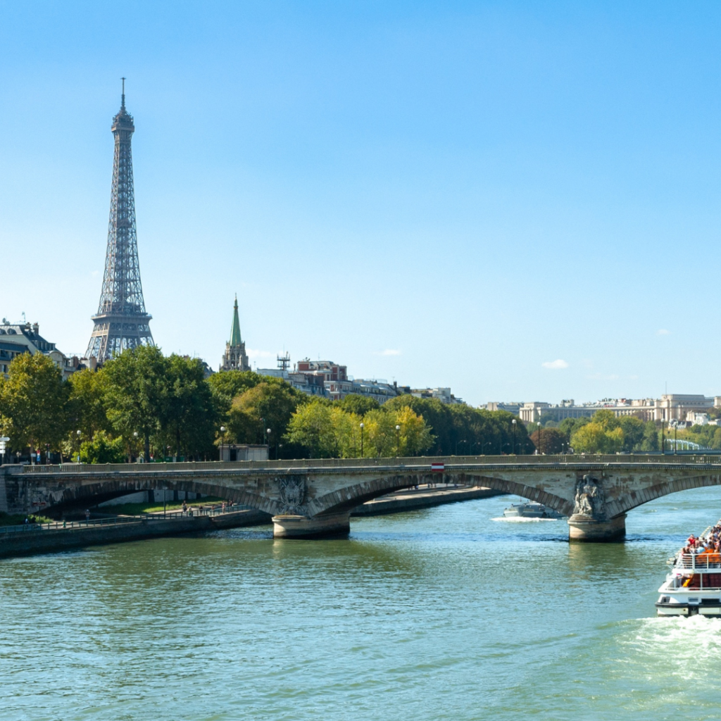 The Seine River flowing through Paris, France