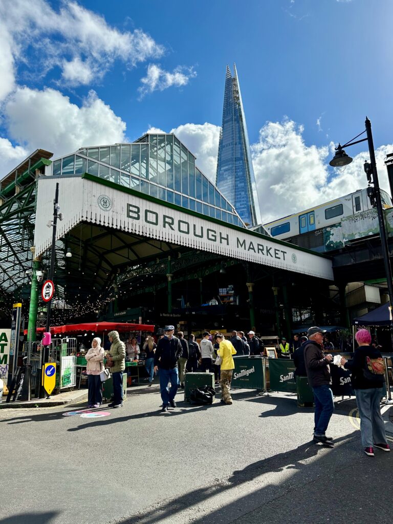 Borough Market with The Shard and a London train