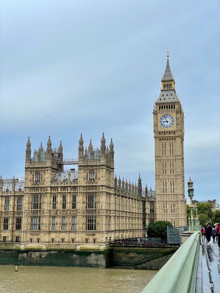 The Elizabeth Tower (Big Ben) and Houses of Parliament from London's Westminster Bridge
