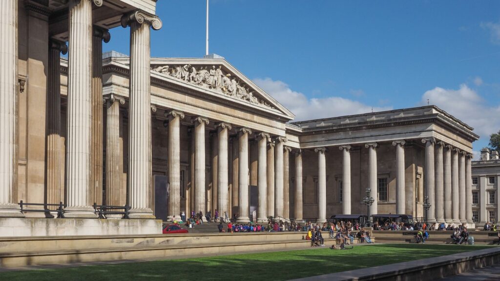 The facade of the British Museum in London