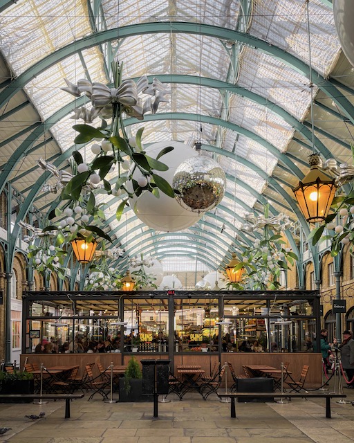 Covent Garden in London decorated for Christmas