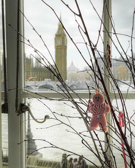 A festive afternoon tea with a view of Big Ben in London