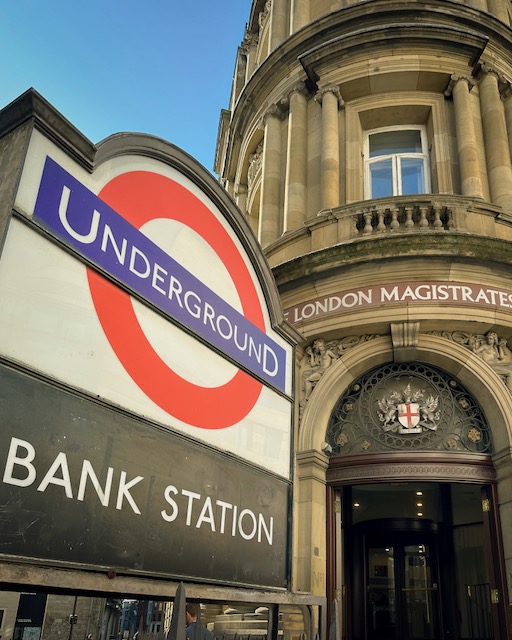 A sign for the Bank Station of London''s Underground