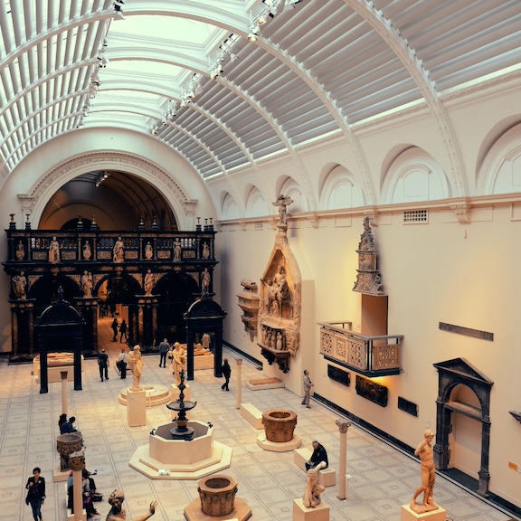 The sculpture gallery of the Victoria & Albert museum in South Kensington, London