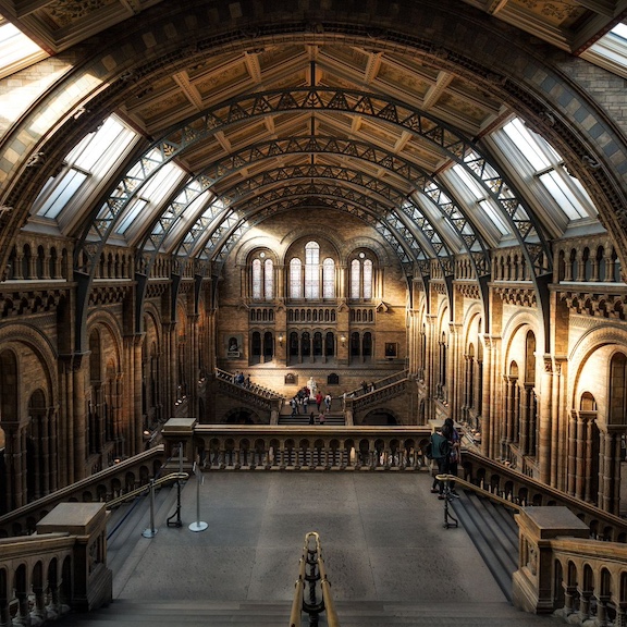 The ornate entrance hall of London's Natural History Museum