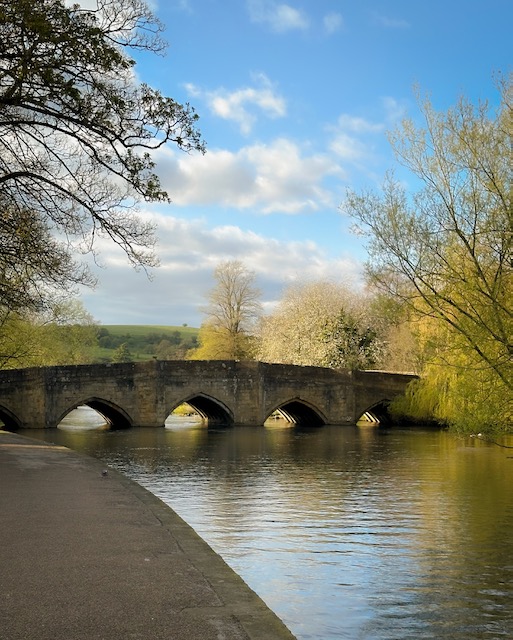 The arched bridge into Bakewell in the Peak District.