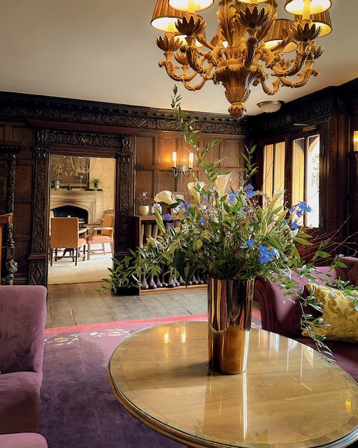 The lobby of The Manor House in Castle Combe