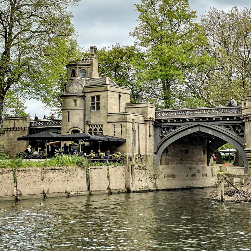 One of the bridge tollhouses along the Ouse as seen from a river cruise