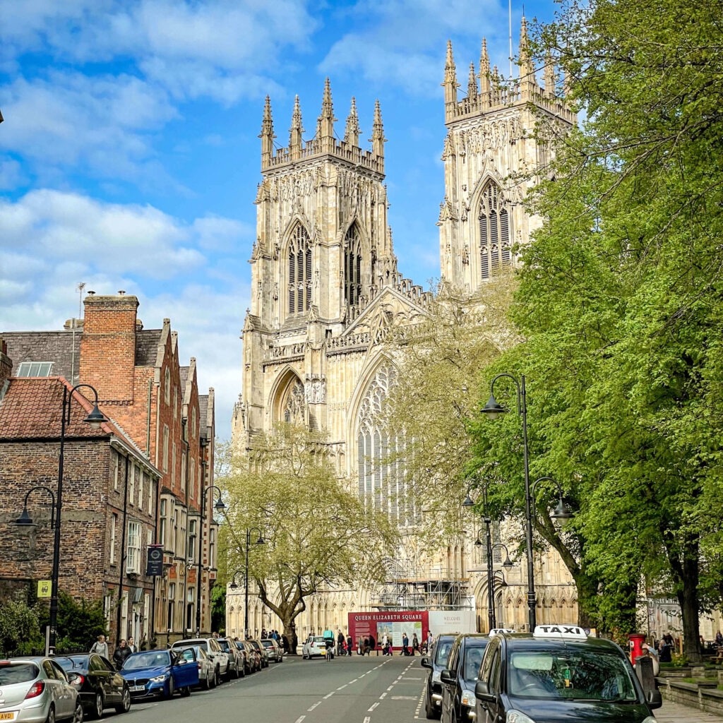 The towers of York Minster, which tower over the city of York, England