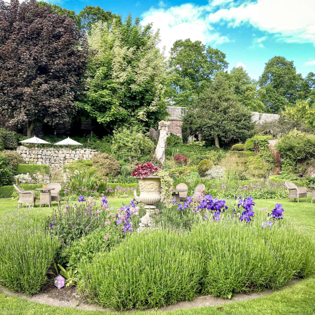 The gardens of Gray's Court, with the York city walls behind