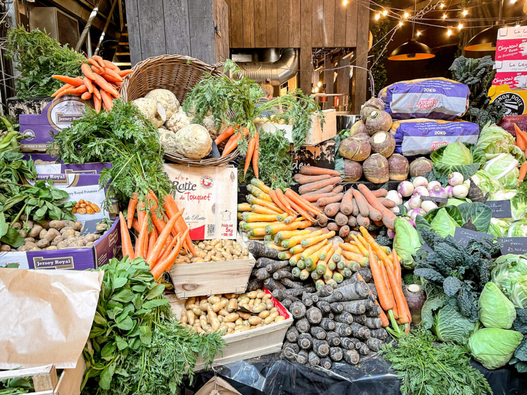 Produce for purchase at Borough Market in London