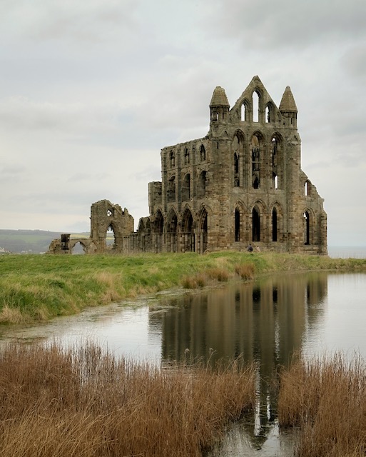 The ruins of Whitby Abbey in Whitby, Yorkshire, one of the prettiest villages in England.