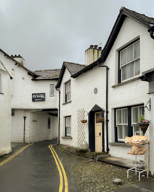 A tiny street in Hawkshead, Cumbria, one of the prettiest villages in England.