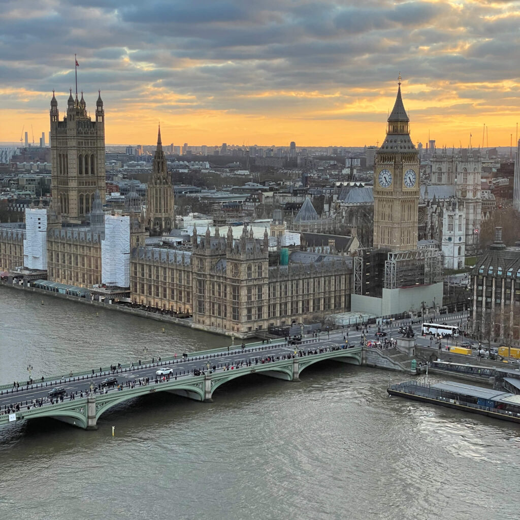 Views of Big Ben from the London Eye