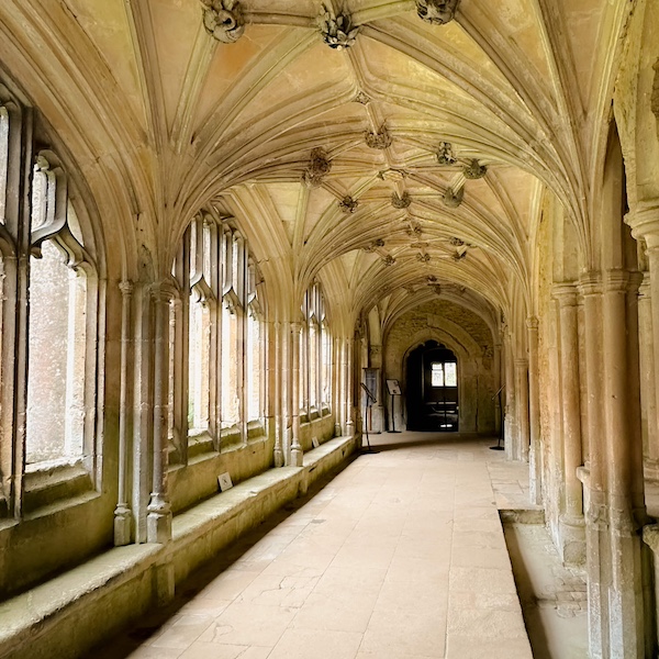 The hallways of the Lacock Abbey cloisters, which served as Harry Potter filming locations