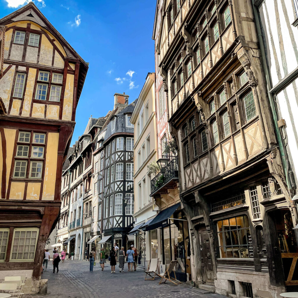 Medieval old city buildings in Rouen, France