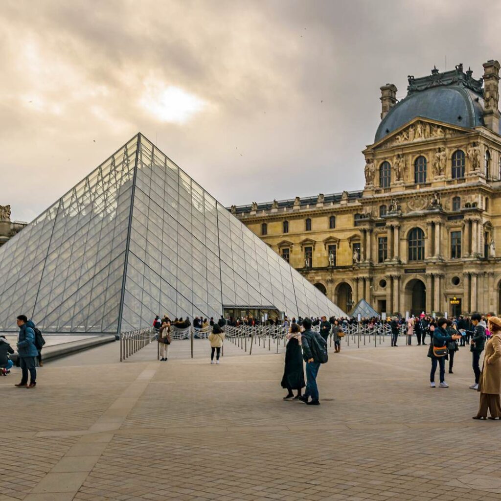 The glass pyramid of the Louvre in the 1st Paris Arrondissement