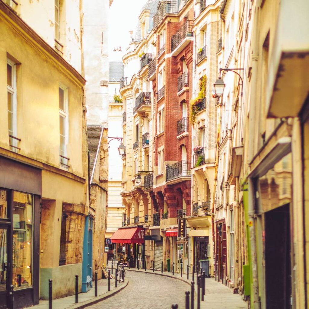 Narrow streets in the Latin Quarter in the 5th Paris Arrondissement