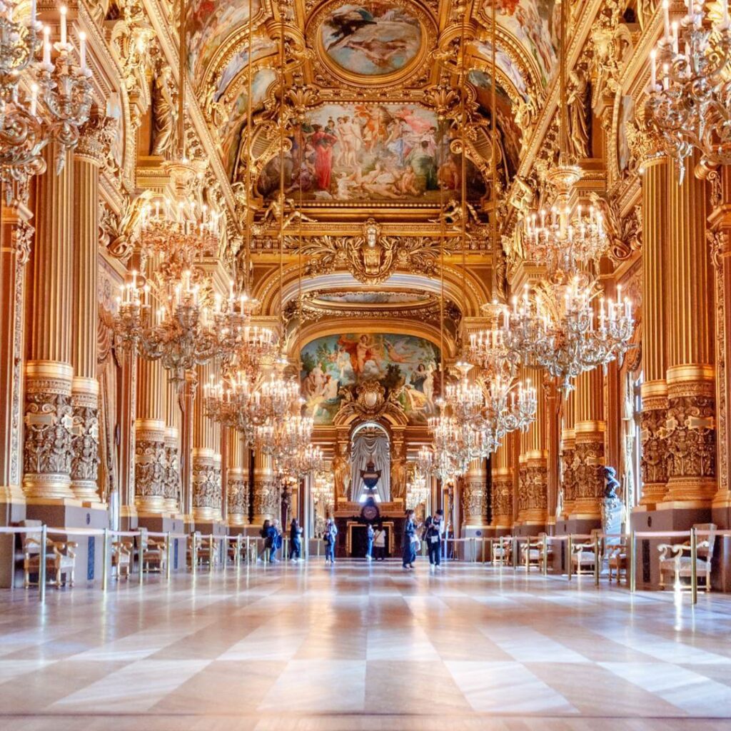 The grand foyer of Palais Garnier in the 9th of the Paris Arrondissements