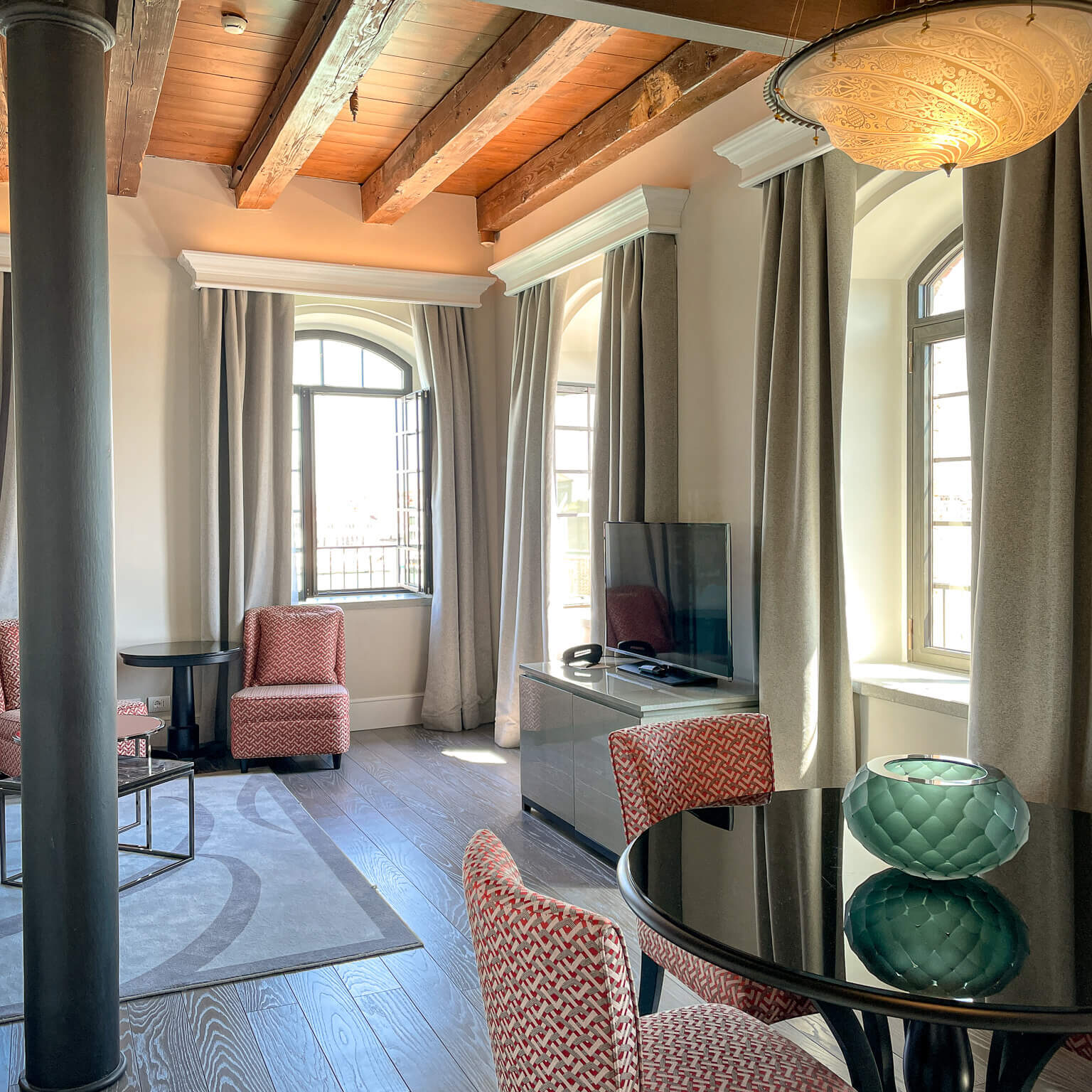 Interior of the living area in the Tower Suite rooms at Hilton Molino Stucky Venice